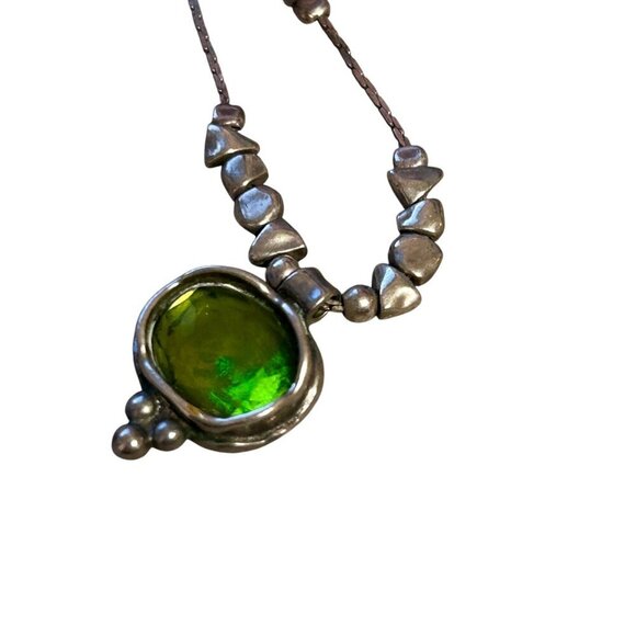 Silpada Green Hammered Sterling Silver Necklace and Earrings Set - Picture 2 of 10